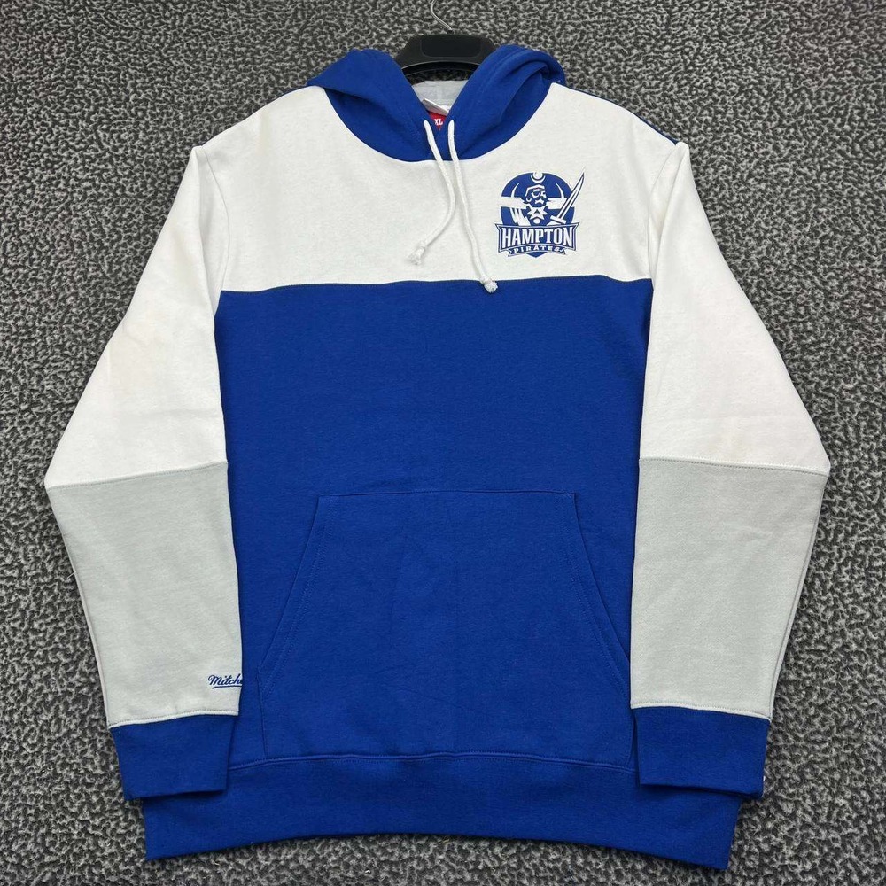 Mitchell & Ness Hampton Pirates Hoodie Men XL Blue White Colorblock Sweatshirt